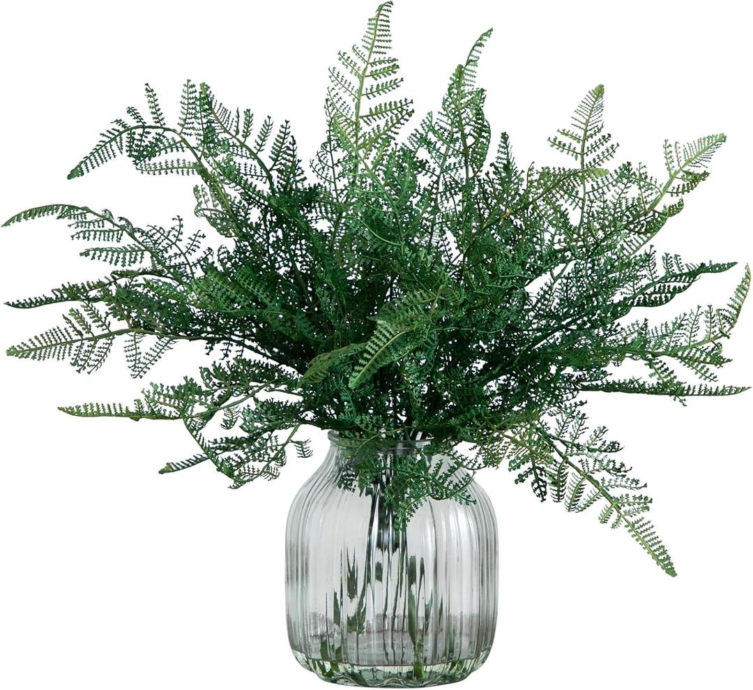 Nearly Natural 17-in Artificial Forest Fern Arrangement in Decorative Glass Vase, Fake Ferns with Realistic Water for Home Dcor, Faux Fern Plant for Centerpiece, Tabletop, Desk