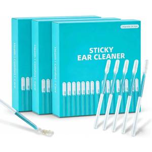 Sticky Ear Cleaning Stick, Reusable Ear Cleaning Tools with Soft Rubber Head, Gentle Adhesive Ear Pick for Ear Wax Cleaning, Home Personal Care Hygiene Kit (3 Boxes/72 Pcs)