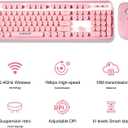 FOPETT Keyboard and Mouse Sets Wireless, Reliable 2.4 GHz Connectivity for PC,Laptop,Smart TV and More (Pink)