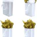 JUNESHE 4 Pack Small White Gift Bags with Tissue Paper,7.8 inch Mini Tiny Little Paper Bag for Birthday Party Favors Baby Bridal Shower Shopping Presents Wedding