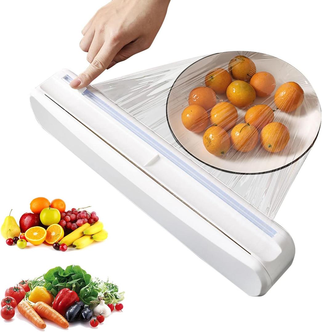 Plastic Wrap Dispenser With Cutter, Reusable Cling Film Dispenser, Cling Wrap Dispenser With Slide Cutter, Also For Aluminum Foil, Tin Foil, Baking Paper (L)