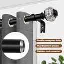 Black Curtain Rods 32 to 58 Inches (2.6-4.8ft), USFOOK 7/8 Inch Telescoping Splicing Drapery Rods for Windows 20 to 54 Inch, Decorative Translucent Finials