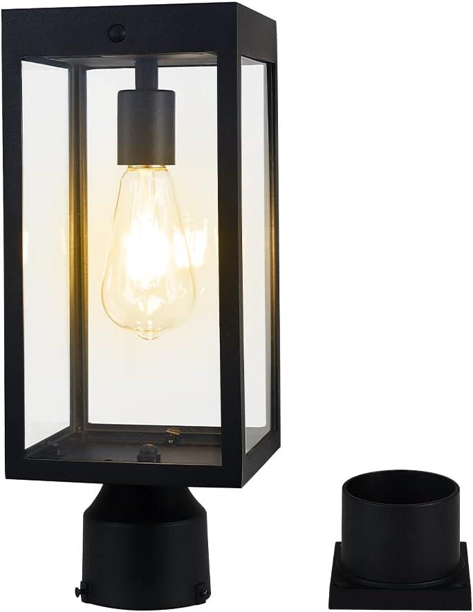 Solar Lamp Post Light Outdoor WaterproofSolar Outdoor Post Light with 3.5in Pier Mount BaseMatte Black