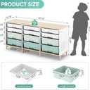 12 Drawers Storage Cabinet with Wooden Top and Plastic Bins, Toy Storage Organizer Toy Shelf Storage Chest Cubby Organizer for Home, Office, Playroom, Classroom & Craft Room Storage (Green)