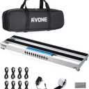 Guitar Pedal Board with Built-in Power Supply, Small 19.09x5.11" Aluminum Alloy Portable Pedalboard with Bag, Pedal Cables, Hook&Loop RBP-150