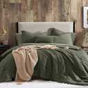 Geniospin Oversized King Comforter Set - 7 Pieces Comforter Oversized King, Soft Solid Bedding Set for All Season, Textured Bed in a Bag with Sheets, Pillowcases & Shams (Dark Green, 120''x98'')
