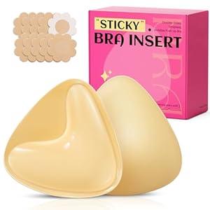 Dandelion Pact Double Sided Sticky Bra Inserts, Invisible Push Up Sticky Bra Pads for Large Breasts, Stick on Bra for Bikini Swimsuits (Large, Beige)