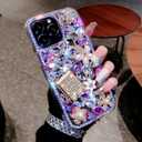 Compatible with iPhone Air Case Luxury Cute Bling Design Rhinestone Diamond Glitter Sparkle Girly Protective Phone Cover Case for Women Girl Purple