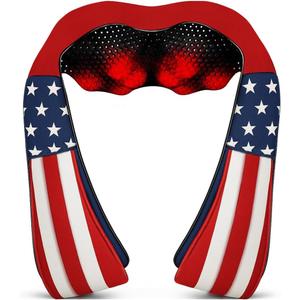 Cordless Shiatsu Neck and Back Massager with Heat for Pain Relief Deep Tissue, Rechargeable Electric 4D Kneading Massage Pillow for Shoulder/Leg/Body Muscles, Best Gifts for Men/Women/Mom/Dad (American Dream-style (Pro Max-cordless))