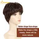 QUEENTAS Short Brown Wigs for White Women Pixie Cut Wig with Bangs Synthetic Short Layered Hair Wigs for Daily and Cosplay (Redish Brown)