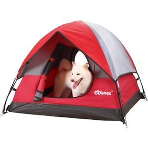 GDanes Red Dog Tent House - Portable Indoor/Outdoor Dog Bed with Soft Pad for Large Dogs, 42 x 42 x 32 Inches