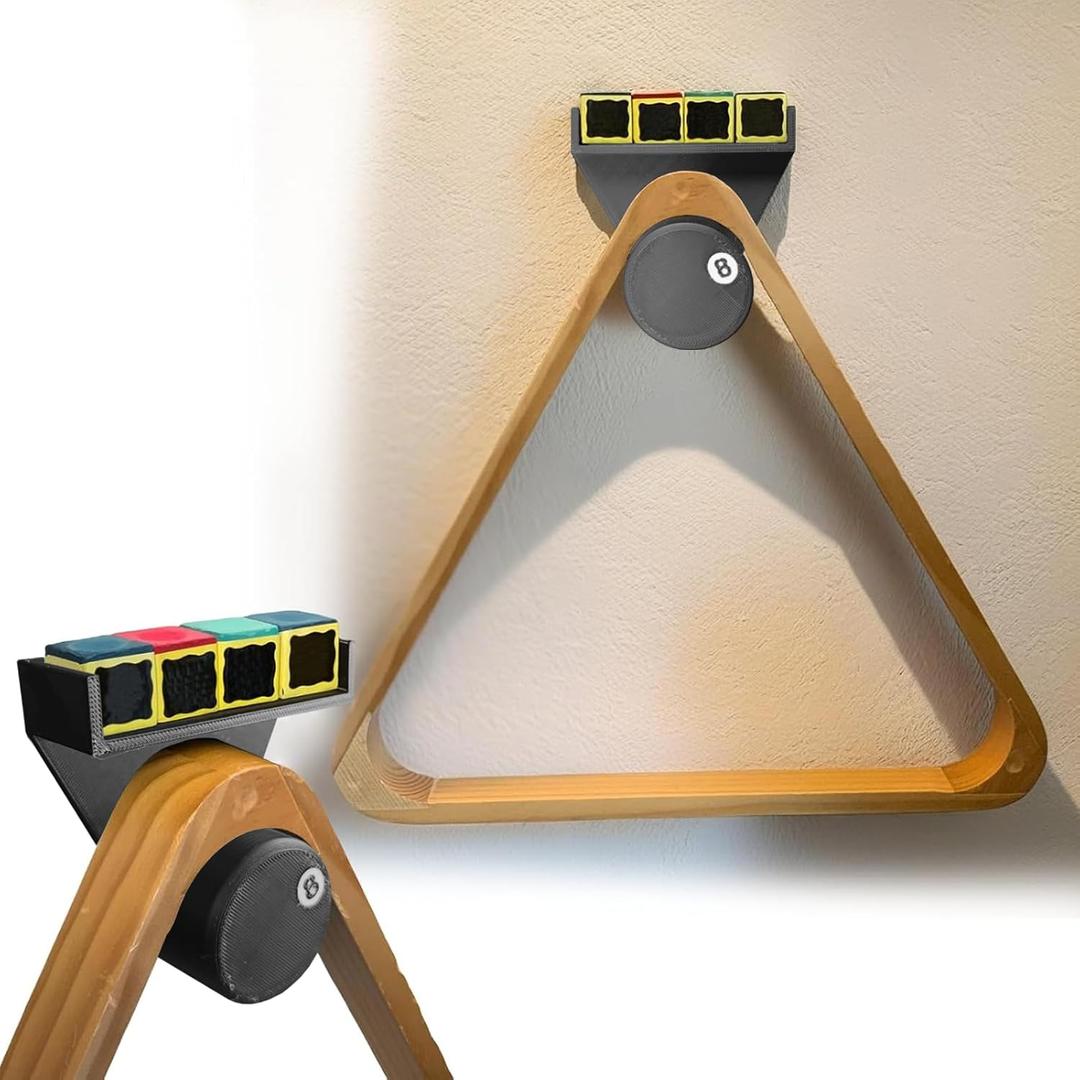 Pool Rack Wall Mount, Pool Triangle Holder for Pool Chalk and Triangle Rack, Billiard Table Pool Rack Chalk Holder Accessory (No chalk included)