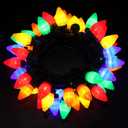 3 x C7 Bulbs Classic Christmas Lights - 50 LED 31ft Strawberry String Light - Extendable 8 Modes Funtion with Timer Fairy Lighting for Outdoor, Indoor, Party, Home, Tree Decorations (Multicolor)