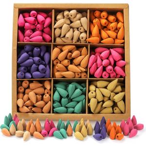 Kingrol 468 Pieces Backflow Incense Cones, Natural Fragrant Cones for Purification, Relaxation, Positivity, Yoga, Meditation - Sandalwood Rose Lavender Jasmine Ocean Cherry Mugwort Eaglewood Lily