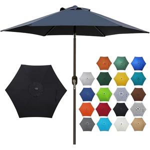 Blissun 7.5 ft Patio Umbrella, Yard Umbrella, Outdoor Market Umbrella with Push Button Tilt Crank (Black)