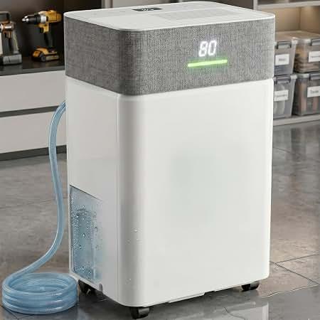 Uthfy 5000Sq.Ft Dehumidifier for Basement with Drain Hose,Large Quiet Smart Compressor Dehumidifiers for Home/Bedroom/Bathroom,Reusable Filter,Dual-Screen,Child Lock,Intelligent Humidistat,24H Timer