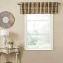 VHC Brands Cider Mill Plaid Valance, Tan & Charcoal, 16x90
