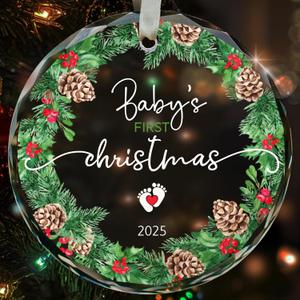 2 x Baby's First Christmas Ornament Gifts for New Parents, 2025 New Baby Ornaments for Christmas Tree, Acrylic