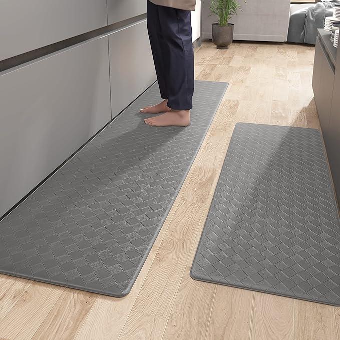 Color&Geometry Anti Fatigue Cushioned Checkered Designed Kitchen Rugs Set, Easy Clean, Waterproof & Oil Proof Kitchen Floor Mat, Anti Slip Runner for Front Sink Comfort Standing, 71" x 22" + 71.5" x 22"