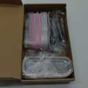 Mini Loaf Pans with Lids, 50 Pack Mini Cake Pans with Lids and Spoons, 6.8 Oz Disposable Aluminum Foil Baking Pans Tins Containers for Cheesecake, Holiday Bake, Bread (Pink)
