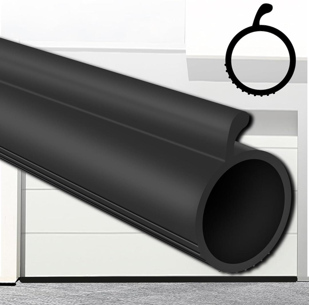 Gaahing 0.19" P-Bulb Garage Door Bottom Seal Strip - Replacement Impact Buffer Weatherstripping, Fits Single Track Overhead Door (9.8 FT, Black)