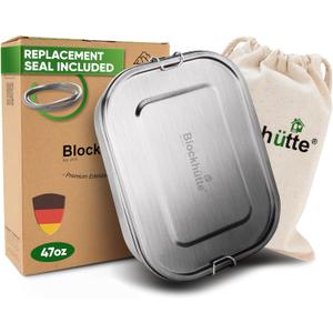 Blockhtte Stainless Steel Lunch Box for Adults I 47oz I Bento Box 3 Compartments with free Sealing, Leak-Proof Container, Metal Lunchbox for Travel, Work, Eco-Friendly Meal Storage Solution
