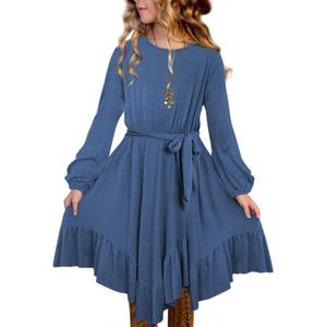 blibean Tween Girl Fashion Swing Dress Boho A-line Dresses Size 4-13 Years (L)