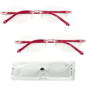 2 Pcs Auto Focus Glasses, Automatic Zoom Reading Intelligent Self Adjusting Presbyopia Anti-Blue Light Glass Adjustable Presbyopic Color-Changing Smart Look Far And Near For Men Women(Red)
