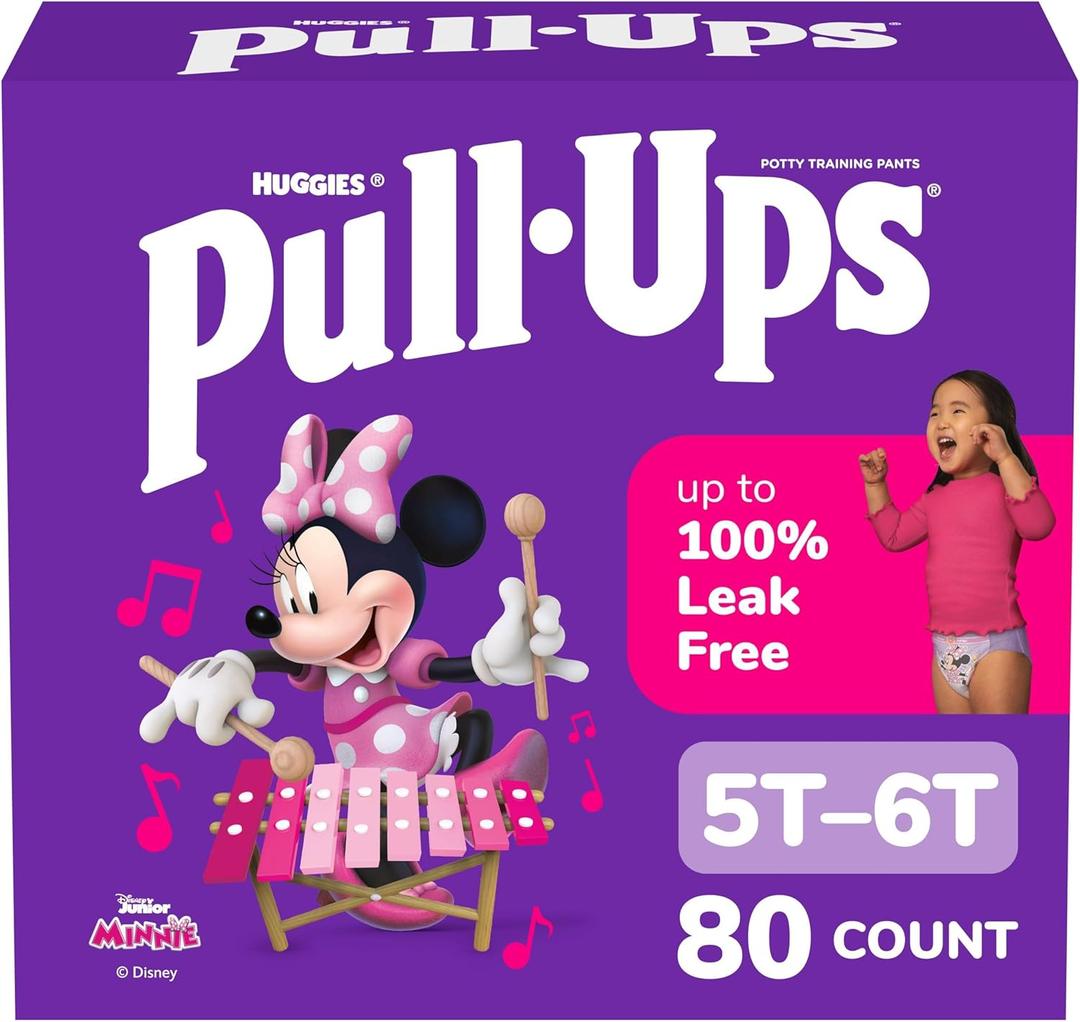 Pull-Ups Girls' Potty Training Pants, Size 5T-6T Training Underwear (46+ lbs), Count of 80 (Pack of 2)