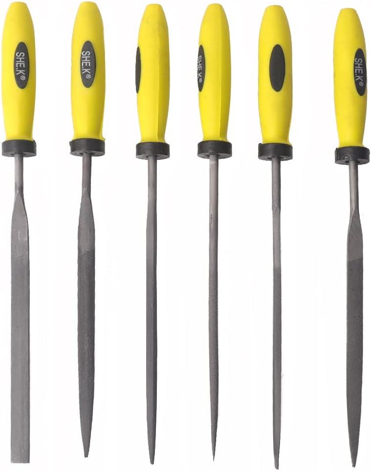 Needle File Set (6 Piece Set) Includes Flat, Flat Warding, Square, Triangular, Round, and Half-Round File 3x150mm (Carbon Steel)