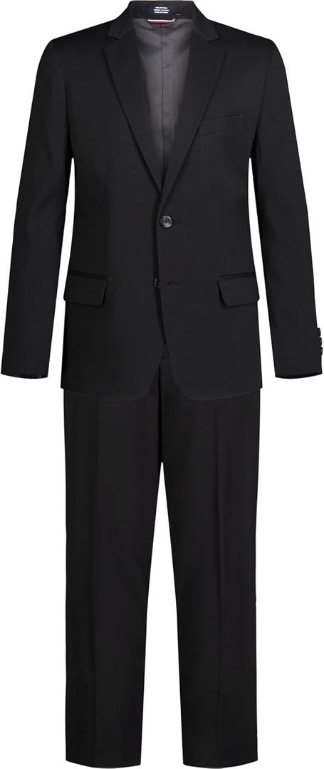 Tommy Hilfiger Boys' 2-Piece Formal Suit Set (18 Husky, Black)