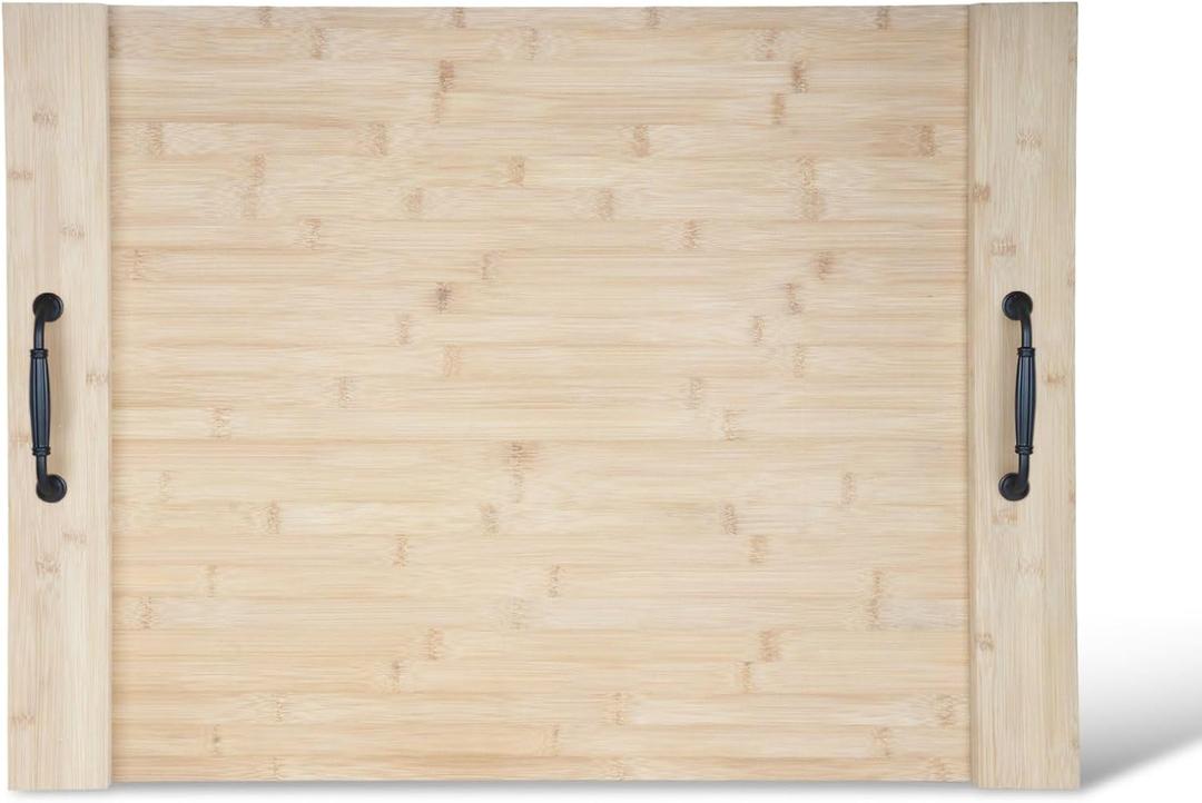SafBbcue Noodle Board Stove Top Cover for Electric Stove, Bamboo Wood Oven Cover for Gas Burners/RV Stovetop, Extra Thick Wooden Noodle Board Sink Covers for Kitchen Counter Space, with Handles (29.53" x 22.05")