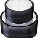 U-QE 100pcs Black Plates Disposable for Party - Clear and Black Plates Disposable Heavy Duty - Fancy Disposable Plates Include 60 10" Dinner and 60 7" Dessert Plate, Perfect for Party & Wedding