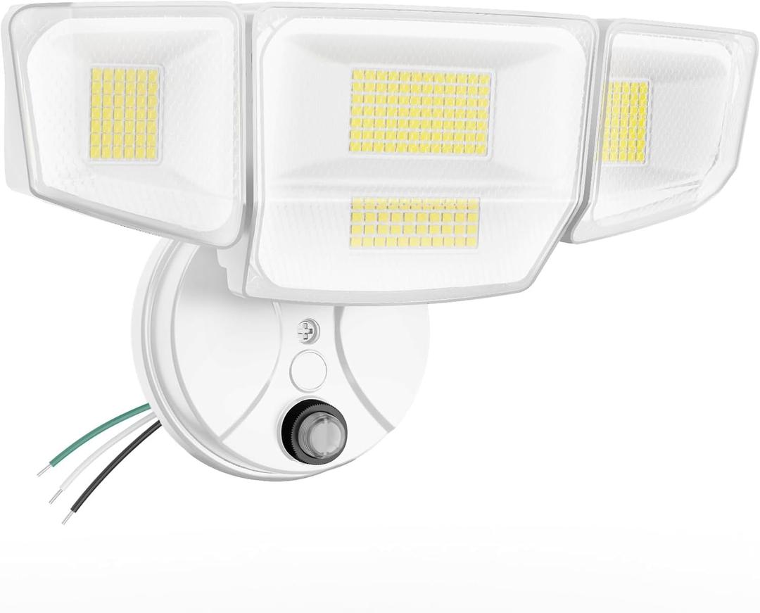 Abovizo 90W Dusk to Dawn Outdoor Light, 10,000LM 6500K LED Flood Lights Outdoor, 4-Head High Output Security Light for Yard and Garage, Eave & Wall Mountable Exterior Fixture, Hardwired