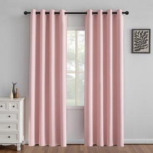 Blush Pink Curtains 84 Inch Length 2 Panels Set, Light Filtering Curtains for Living Room 84 Inch Long, Grommet Energy Saving Semi Sheer Drapes for Bedroom Window (W52 x L84)