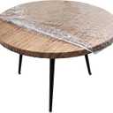 LIBERECOO Clear Round Fitted Vinyl Tablecloth - Fits 45-48" Diameter Tables - Heavy Duty Elasticized Table Cover Elastic Edged Plastic Tablecloth Protector