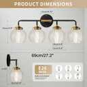 Ribbed Glass Vanity Lights Bathroom Light fixtures Over Mirror Mid Century Modern Wall Sconce Clear Glass Globe Shade Matte Black Gold Wall lamp for Kitchen Powder Room Over Mirror