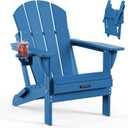 MUCHENGHY Folding Adirondack Chairs HDPE Weather Resistant, Patio Firepit Chairs, Sturdy Outside Chair, Lawn Chairs, 15min Assembly 380lb, Royal Blue