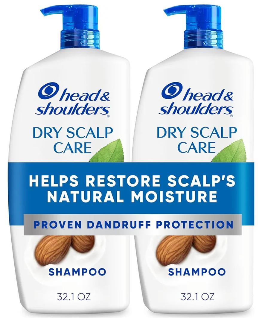 Head & Shoulders Anti-Dandruff Shampoo with 1% Pyrithione Zinc, Dry Scalp Care Shampoo Twin Pack, and Almond Oil for Itch and Dryness Relief, 32.1 fl oz Each