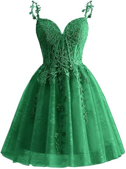 Yuxin Spaghetti Strap Lace Homecoming Dresses  2025 Tulle Short Prom Dress Cocktail Gowns Green M