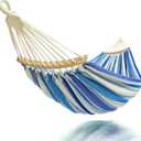 Double Hammock 2 Person Extra Large 220x150cm Total Length 330cm Load 500lb Canvas Cotton Hammock for Patio Porch Garden Backyard Lounging Outdoor and Indoor with Removable Spreader bar