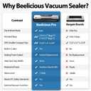 Vacuum Sealer Machine, with Starter Kit, Beelicious Automatic Air Sealing for Food Storage, Build-in Cutter, Moist Mode, EXT-VAC