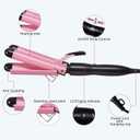 TOP4EVER 3 Barrel Curling Iron, 1 inch Crimper Hair Tool,Crimping Waver for Women Beach Waves with Two Temperature Settings, Pink