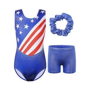 BAOHULU Gymnastics Leotards for Girls with Active Shorts Shiny Diamond Cross Back Kids Tumbling Dance Outfit 12A