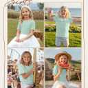 Girls Lace Lettuce Trim Shirt | 5-14Y, Teen Top, Puff Short Sleeve, Kids Tween, Boho Summer Clothes, Cute, Soft, Lightweight, Casual, Comfortable (Green)