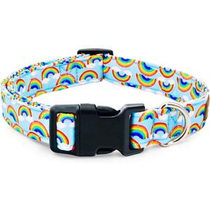 Tunkoo Pride Dog Collar Rainbow Cloud, Cute Adjustable Striped Collar with Strong Plastic Buckle - for Small Medium Large Pets, M