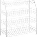 Rubbermaid 4-Tier Wire Shoe Rack, White, Simple Assemble, Storage Shelf for Organization in Bedroom/Closet