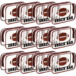 12 Pcs Football Snack Bags for Team Gifts Football Goodie Treat Candy Pouch Bags Clear PVC Waterproof with Zipper Party Favors for Team Ground Birthday Gifts Sport Supplies