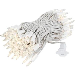 Novelty Lights 34 Feet 100 Bulb Incandescent Mini Light String, Clear with 4-Inch Spacing on White Wire, UL Listed Commercial Grade Indoor/Outdoor Mini Lights, Connectable End-to-End