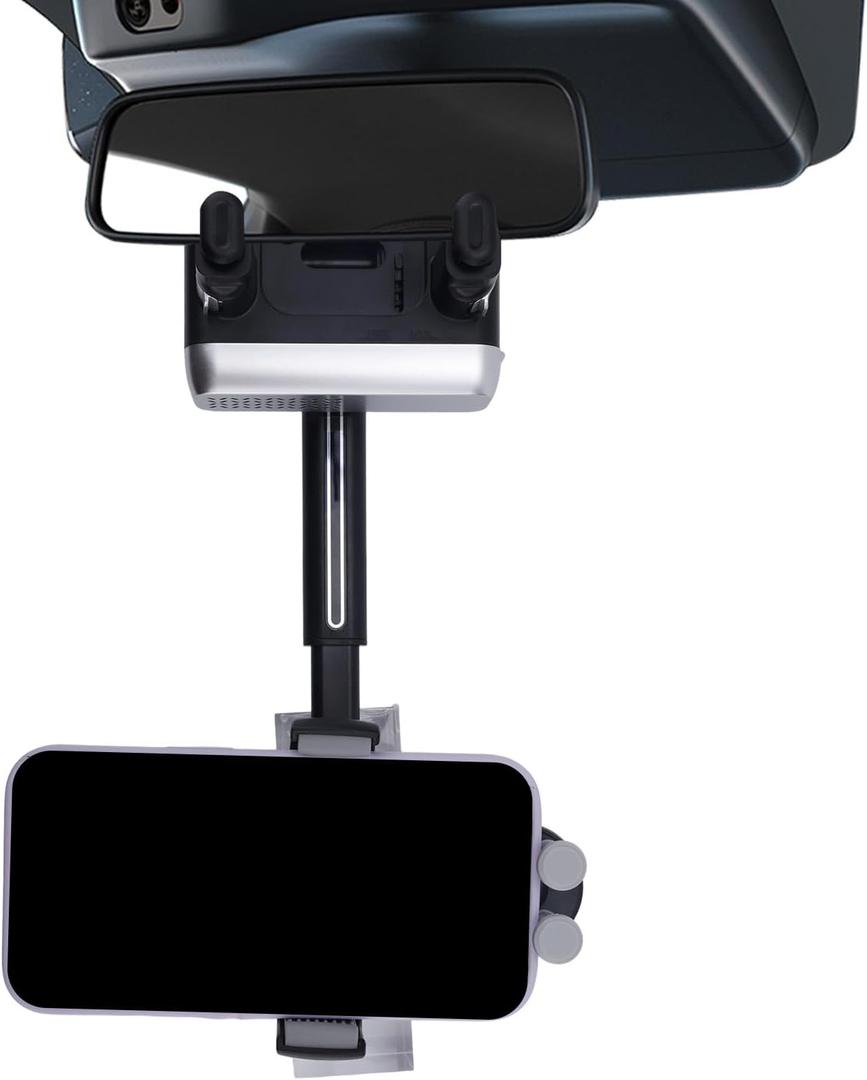 Rear View Mirror Car Phone Holder, Rearview 360 Rotating & Retractable Adjustable Mobile Phone Mount Compatible with All 4-7in Smartphones Accessories (Black)